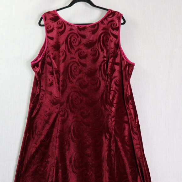 VTG Jalate Maxi Dress Women’s 22/24 Burgundy Velvet Burnout Whimsigoth - Picture 5 of 9